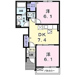 クラール 2DKの間取図画像
