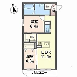 シャーメゾン石手白石 2LDKの間取図画像