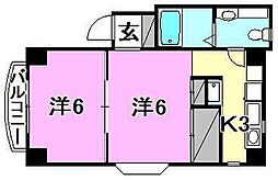 リァトリス御幸 2Kの間取図画像