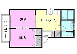 シプリア 2DKの間取図画像