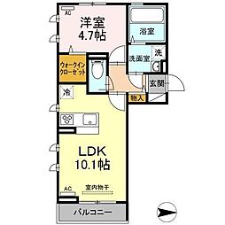 カトレア3 1LDKの間取図画像