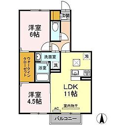 レスポワールB 2LDKの間取図画像