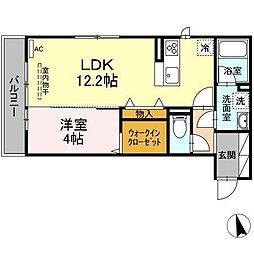 D-room元町 1LDKの間取図画像