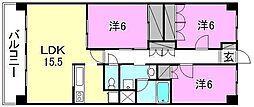 エヌウェル三愛 3LDKの間取図画像