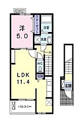 グレイスヌーヴォーW 1LDKの間取図画像