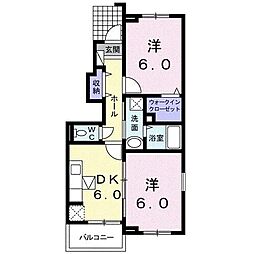 ノースガーデンA 2DKの間取図画像