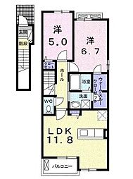 CasaCamellia松山インター1 2LDKの間取図画像