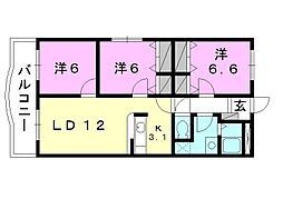 ブライム北斎院 3LDKの間取図画像