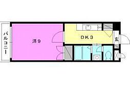 トレンディ山越 1DKの間取図画像