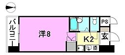 LUCKY西一万ハイツ 1Kの間取図画像
