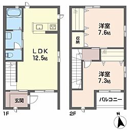 ピースフル岩崎 2LDKの間取図画像