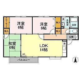 サザンコーポラス3 3LDKの間取図画像