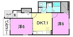 グランフレイム斉院 2DKの間取図画像