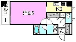 松山花館 1Kの間取図画像