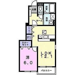ミモザ 1LDKの間取図画像