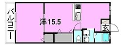 東栄荘 ワンルームの間取図画像