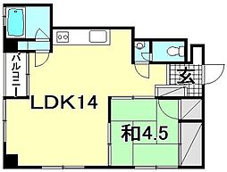 渡部ビル 1LDKの間取図画像