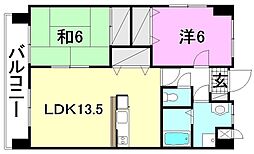 コンフォートアサノ 2LDKの間取図画像