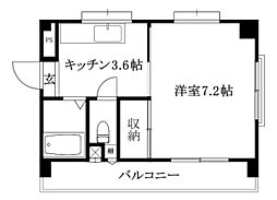 メゾンセイントマロー 1Kの間取図画像