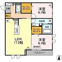 アルチェヴィータ 2LDKの間取図画像