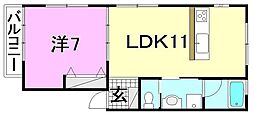 コーポクマ 1LDKの間取図画像