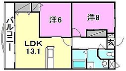 ラ・ホーエン 2LDKの間取図画像