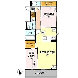 クランツ枝松 2LDKの間取図画像