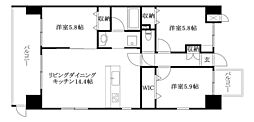松山市祝谷6丁目マンション 3LDKの間取図画像