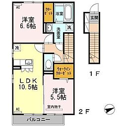 フレーデンスボリ 2LDKの間取図画像