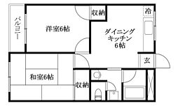 ライブタウン中村 2DKの間取図画像