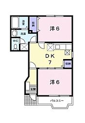 ポプラーレ・YA 2DKの間取図画像