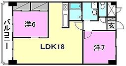 ハイシティ松山 2LDKの間取図画像