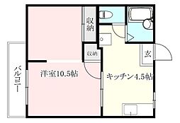 メゾンド田代B 1DKの間取図画像