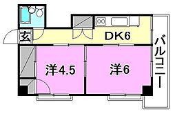 大興ビル 2DKの間取図画像