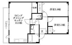 フォブール高岡 2LDKの間取図画像