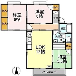 エスポワール34A 3LDKの間取図画像