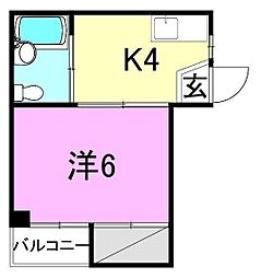 メゾンＡＤ2 3階1Kの間取り