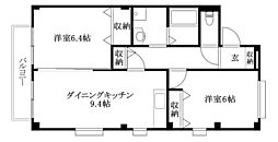 フォブール沖 2DKの間取図画像