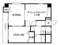 マリンパレット2 2DKの間取図画像