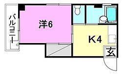 メゾンＡＤ2 5階1DKの間取り