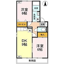 グレイスハイツA 2DKの間取図画像