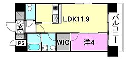 Ashihara building 13階1LDKの間取り
