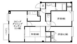 フォブール牧野A棟 3LDKの間取図画像
