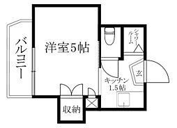 エンドレスホープ清水 3階1Kの間取り