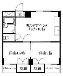 グレース石手川 2LDKの間取図画像