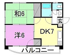 クエストコート 2DKの間取図画像