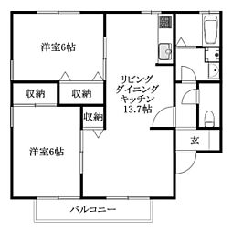カーサ・マリエールC 2LDKの間取図画像