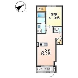 ルミナス立花 1階1LDKの間取り