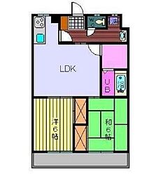 スカイハイツ居相 2LDKの間取図画像