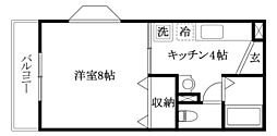 カレンハイツ 1Kの間取図画像
